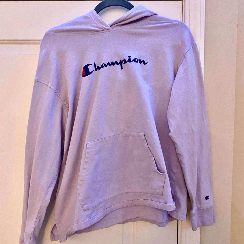 Champion Logo Purple Fleece Pullover Hoodie